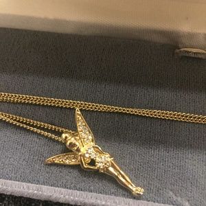 Gold disney brand tinkerbell necklace